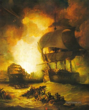  Seeschlacht Malerei - über Bord auf Kriegsschiff Seeschlacht